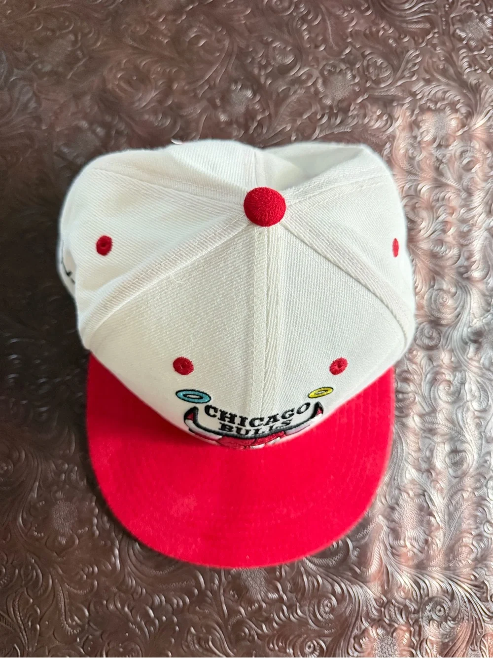 Chicago Bull limited edition artist series White and Red Baseball Cap